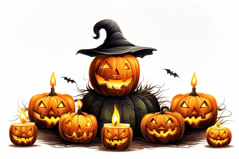 Halloween pumpkins candle anthropomorphic jack-o'-lantern. AI generated Image by rawpixel.