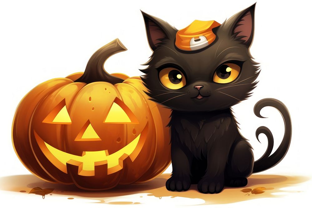 Halloween pumpkin mammal black. AI generated Image by rawpixel.