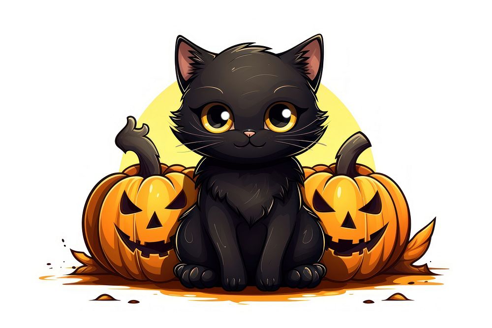 Halloween pumpkins mammal animal black. AI generated Image by rawpixel.
