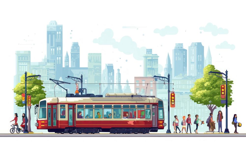 Tram vehicle city bus. AI generated Image by rawpixel.