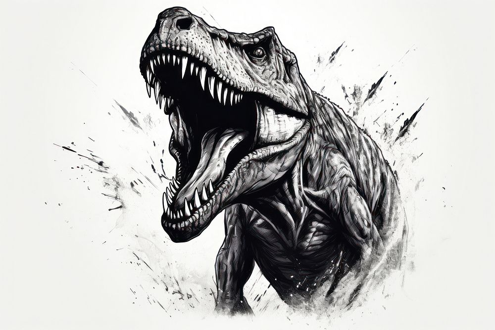 Dinosaur drawing reptile animal. AI generated Image by rawpixel.