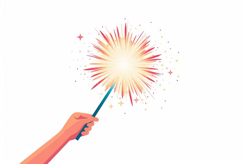 Hand holding a sparkler fireworks sparks white background. AI generated Image by rawpixel.