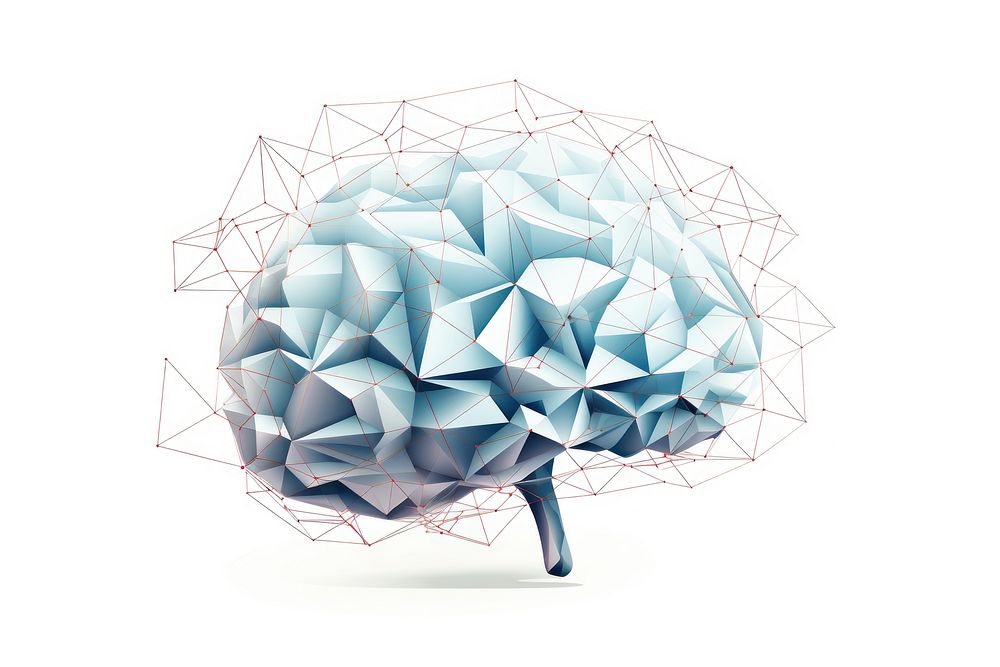 Brain white background origami sphere. AI generated Image by rawpixel.
