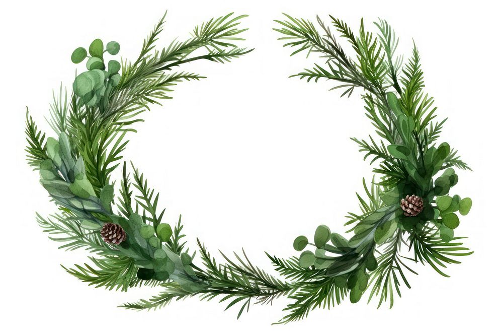 Pine Branches Floral wreath plant | Free Photo Illustration - rawpixel