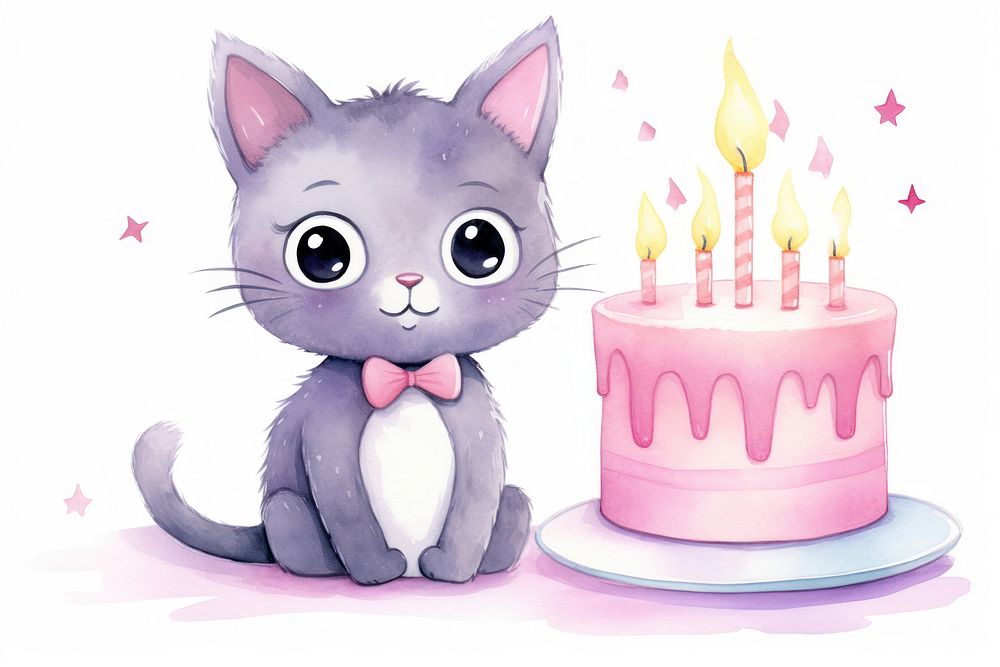 Cat cake birthday dessert. AI generated Image by rawpixel.