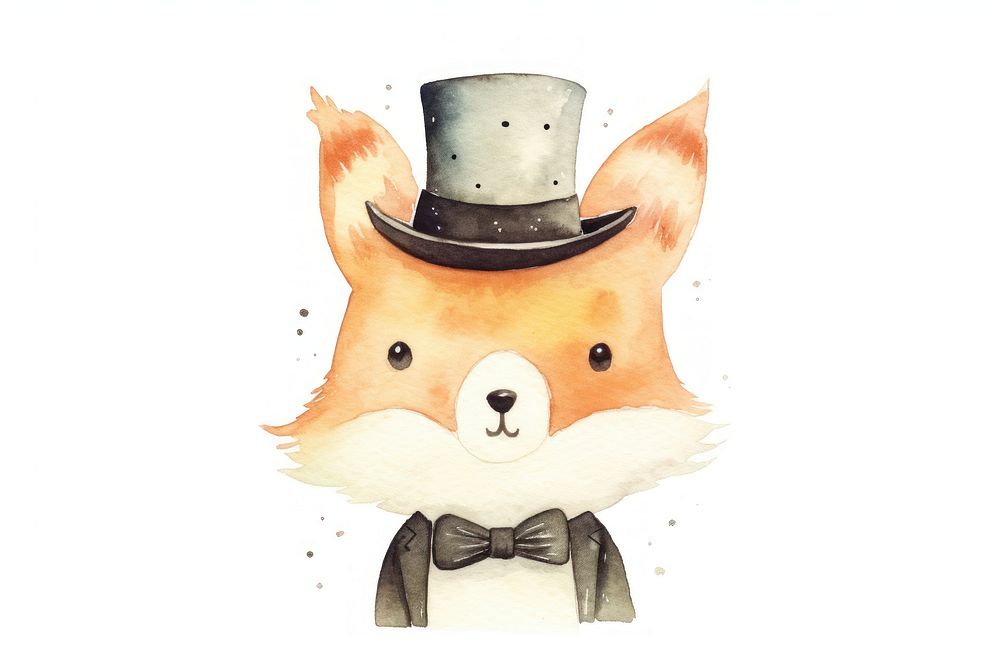 Fox animal hat white background. AI generated Image by rawpixel.
