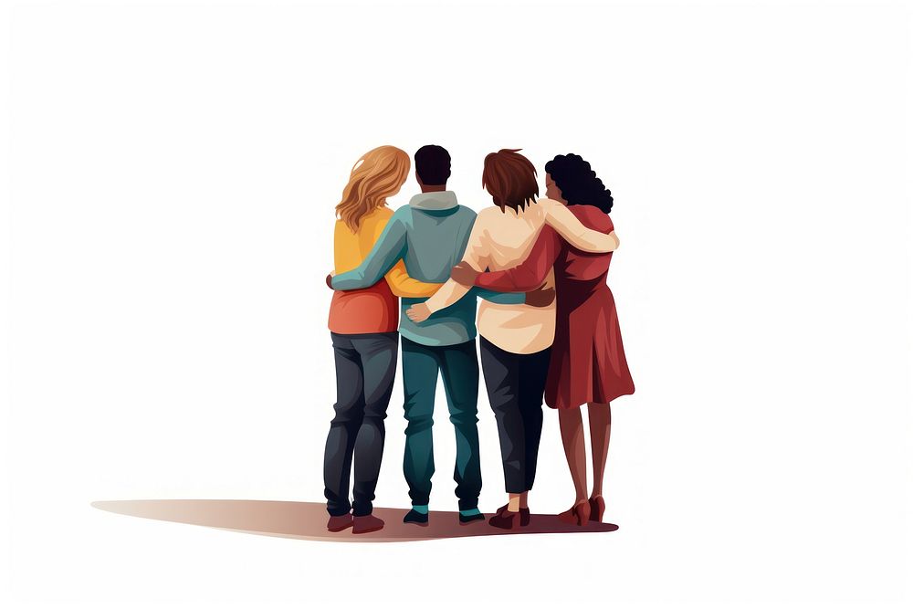 Hugging people adult white background. AI generated Image by rawpixel.