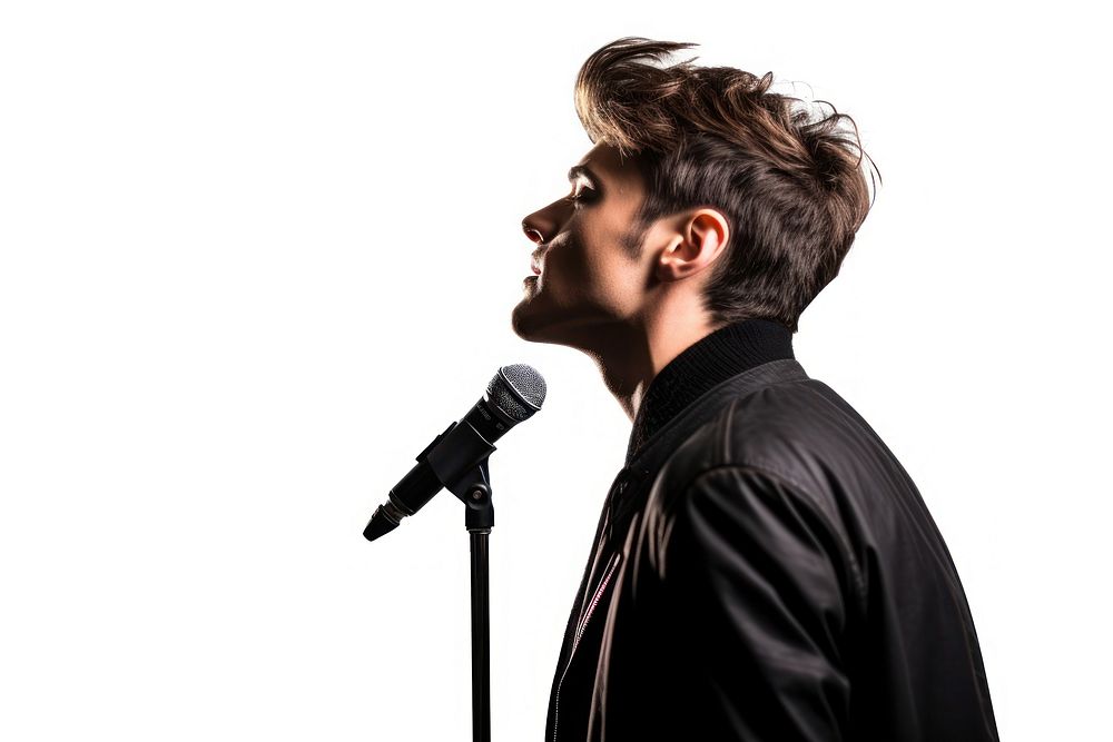 Microphone portrait singer adult. AI generated Image by rawpixel.