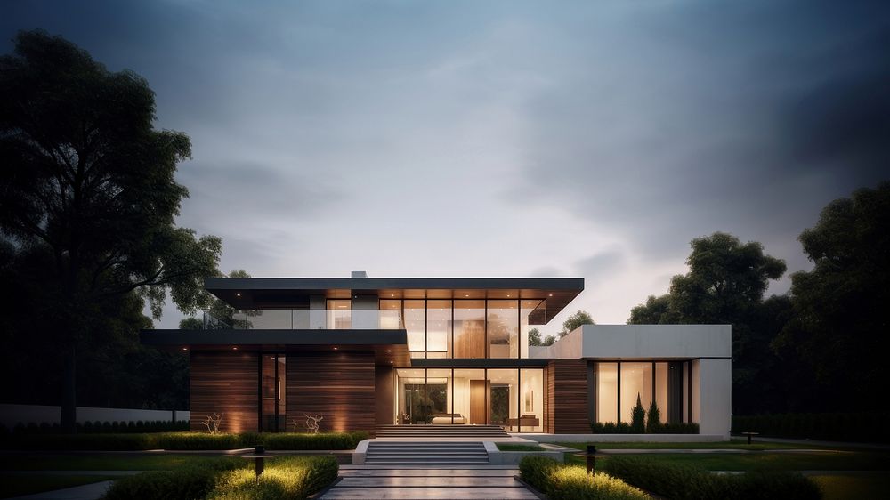 photo of modern house. AI generated Image by rawpixel. 