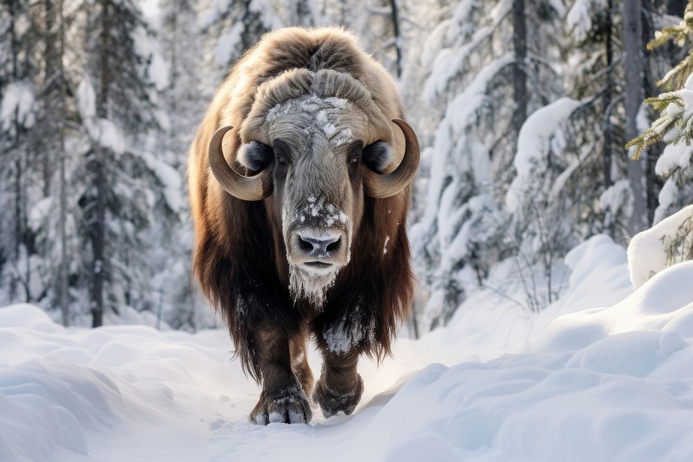 Musk ox livestock wildlife animal. AI generated Image by rawpixel.