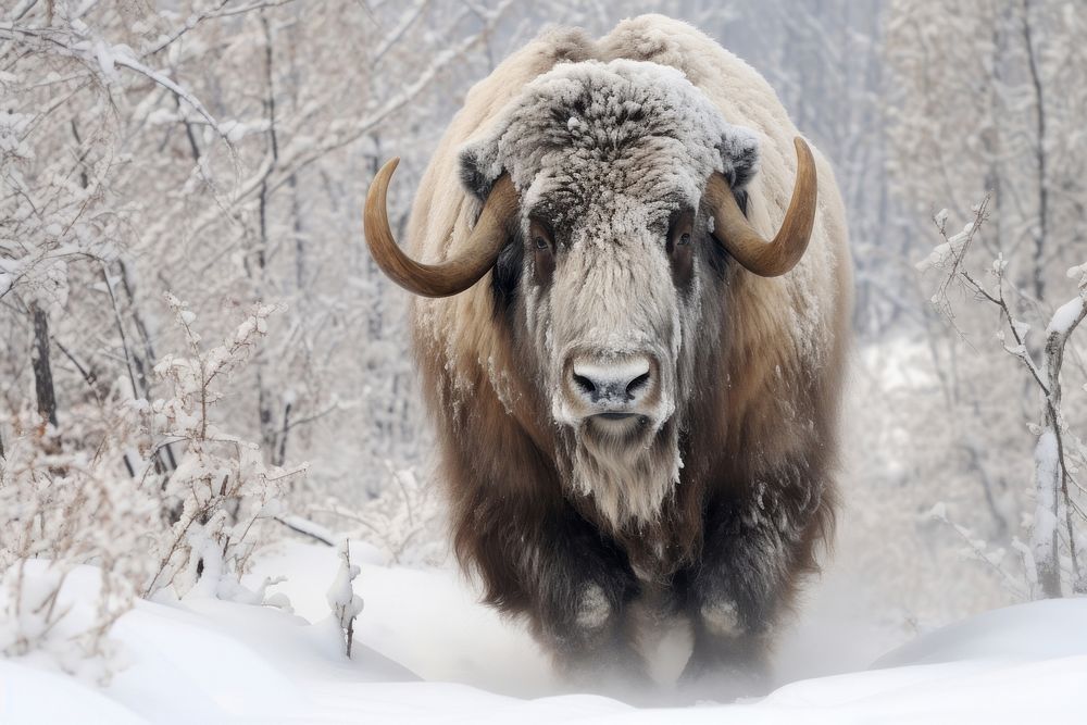 Musk ox livestock wildlife animal. AI generated Image by rawpixel.