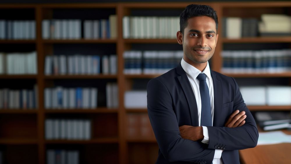 photo of Sri Lanka business man crossed arms smiling. AI generated Image by rawpixel. 