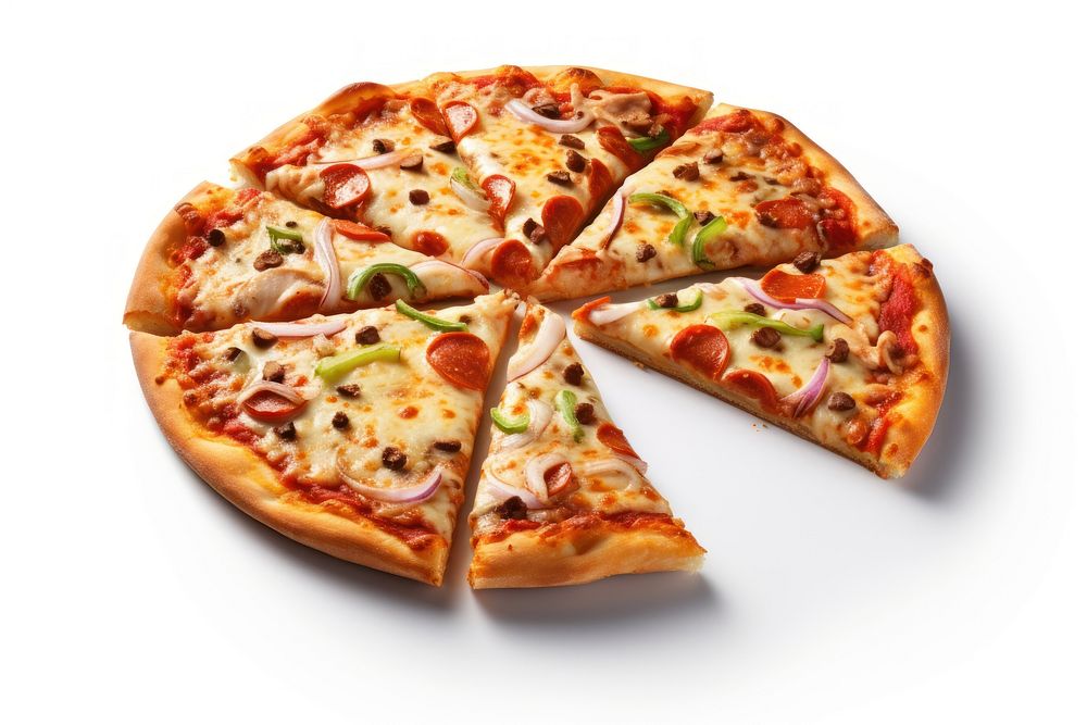 Vegetarian pizza slice food white background. AI generated Image by rawpixel.
