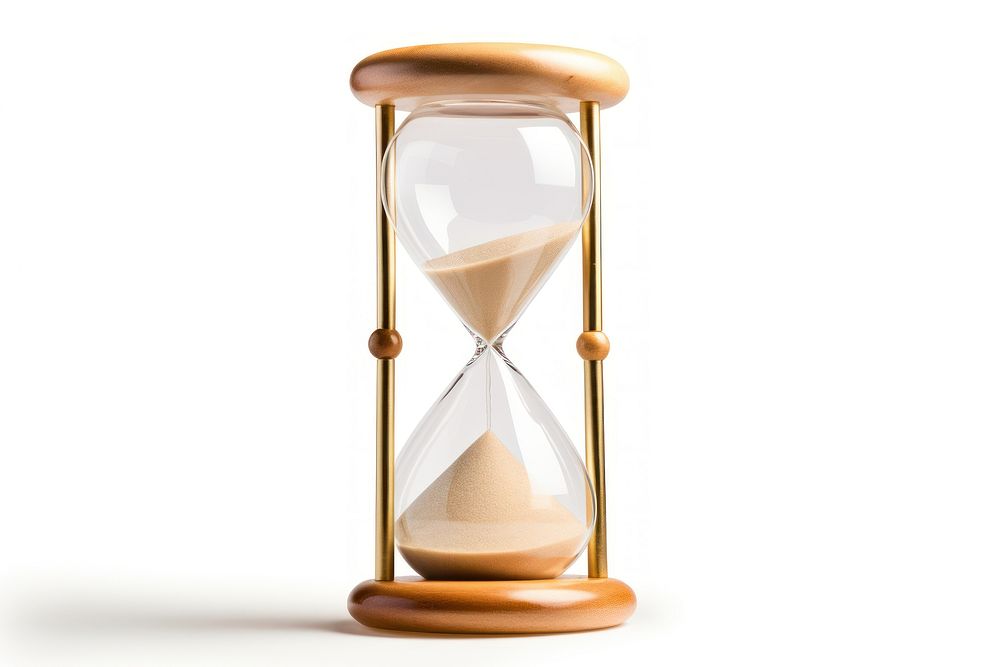 Sandglass white background hourglass deadline. AI generated Image by rawpixel.