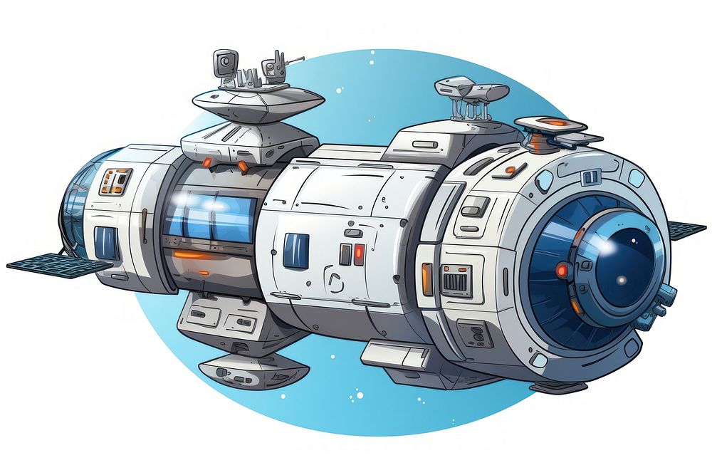 Space Station vector cartoon vehicle space transportation. AI generated Image by rawpixel.