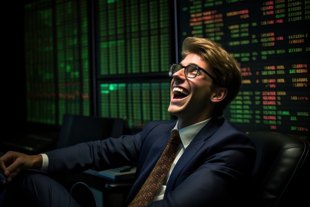 Investor glasses smiling adult. AI generated Image by rawpixel.