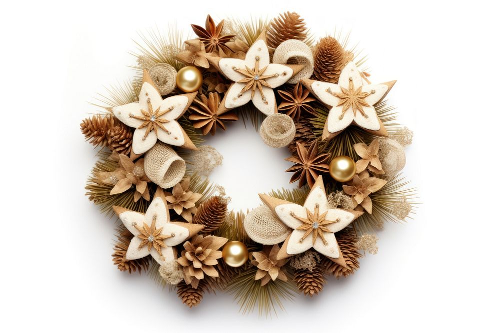 Christmas wreath white background celebration decoration. AI generated Image by rawpixel.