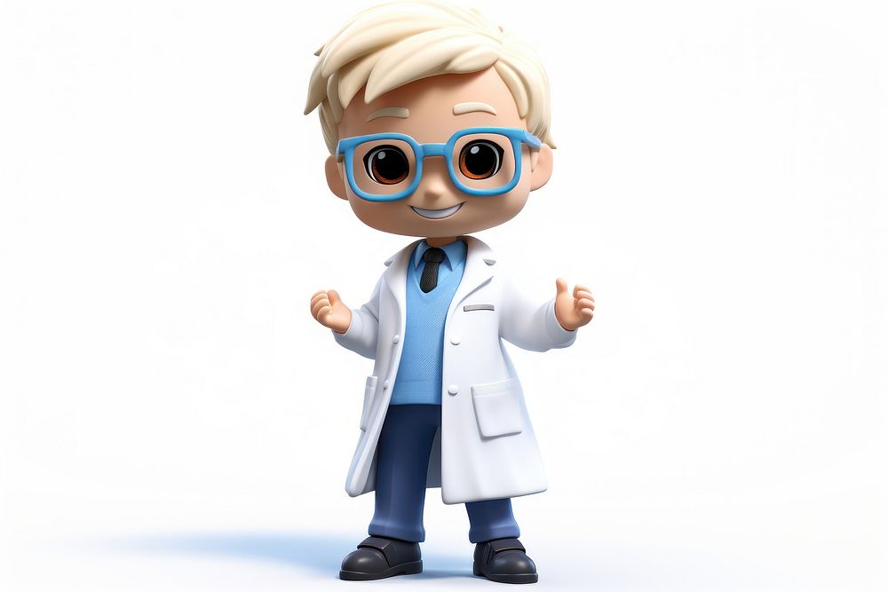 Blond asian doctor cute white background intelligence. AI generated Image by rawpixel.