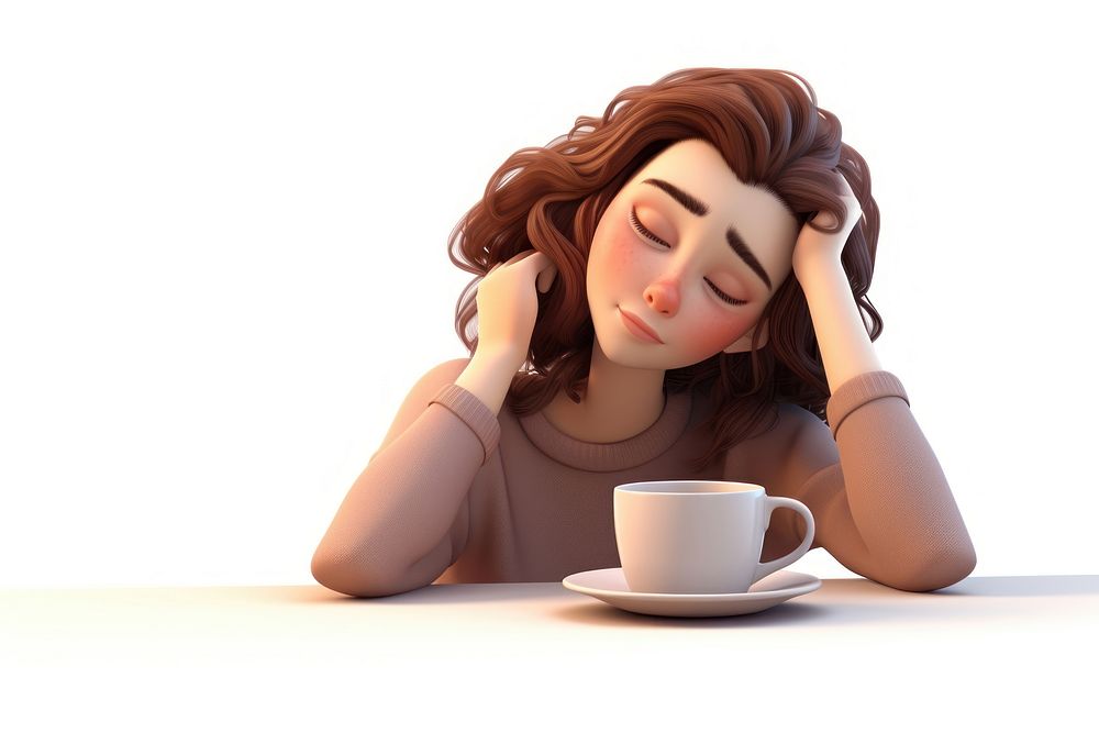 Sleepy woman coffee drink adult. AI generated Image by rawpixel.