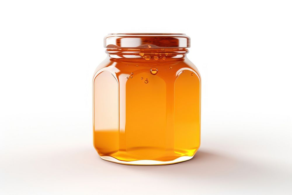 Honey jar white background refreshment. AI generated Image by rawpixel.