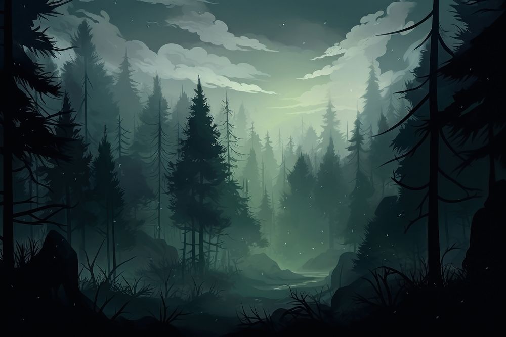 Dark forest landscape outdoors nature. AI generated Image by rawpixel.