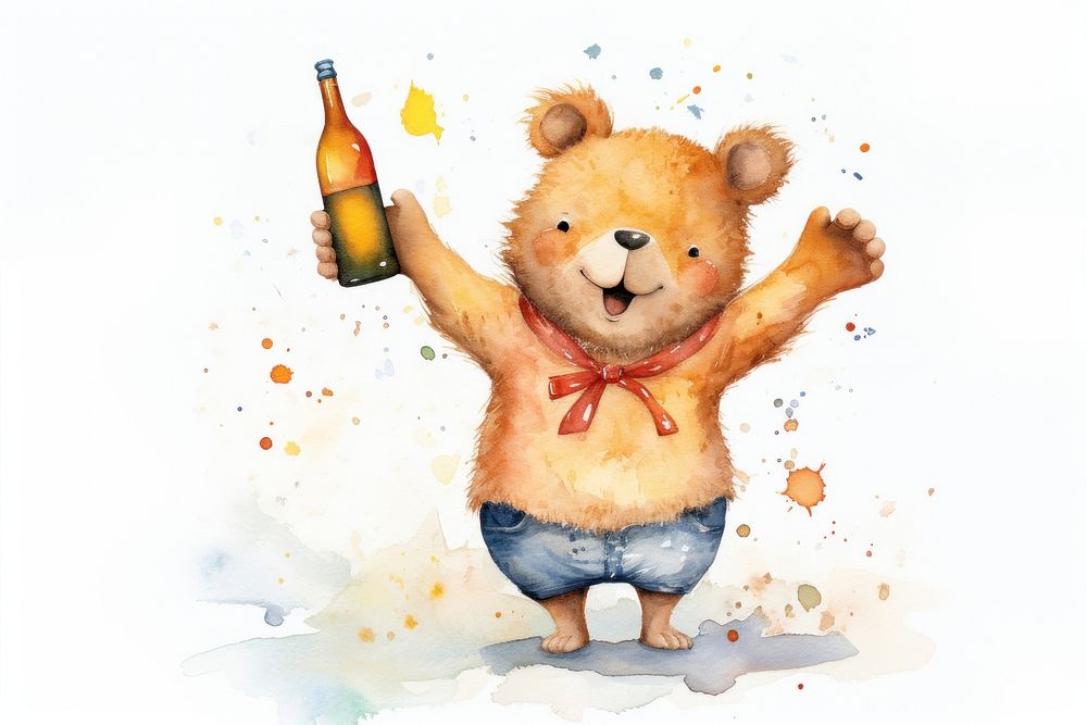 Bear drinking toy representation celebration. AI generated Image by rawpixel.