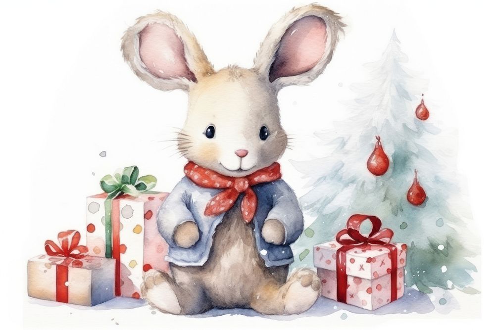 A rabbit christmas toy representation. AI generated Image by rawpixel.