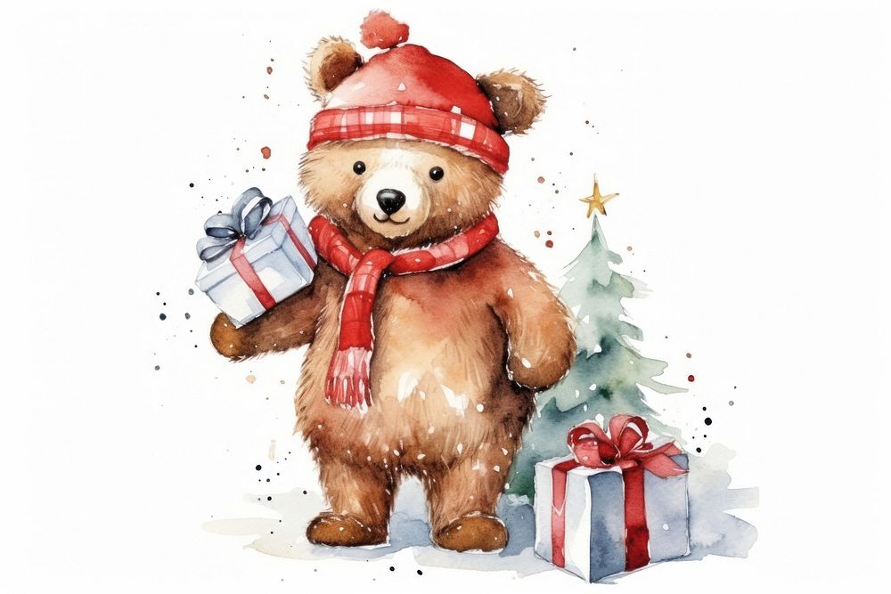 Bear christmas toy white background. AI generated Image by rawpixel.