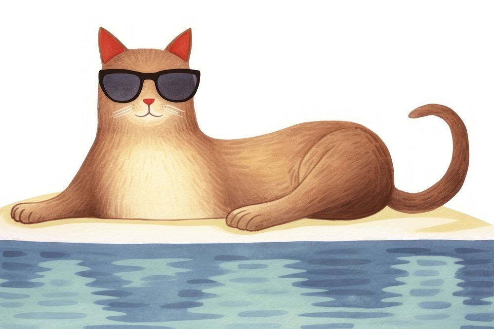 Cat wearing sunglasses mammal animal pet. 