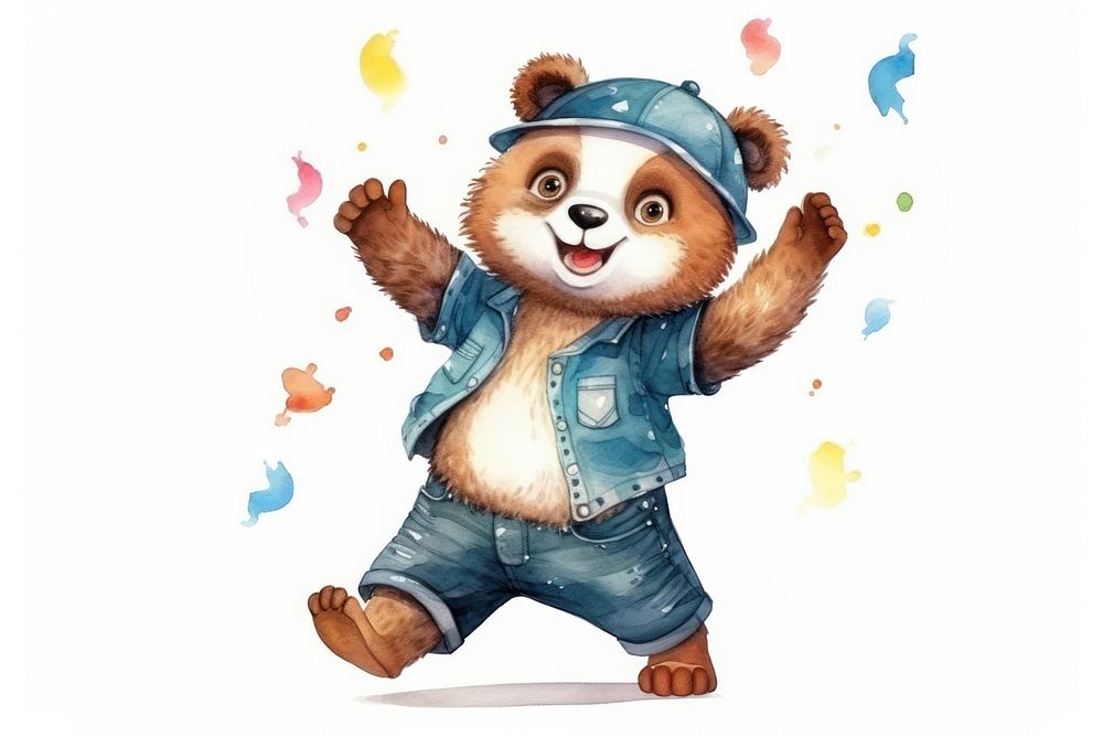 Panda dancing toy white background representation. AI generated Image by rawpixel.