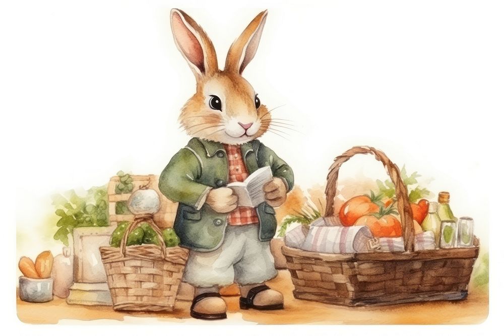 Rabbit mammal basket carrot. AI generated Image by rawpixel.