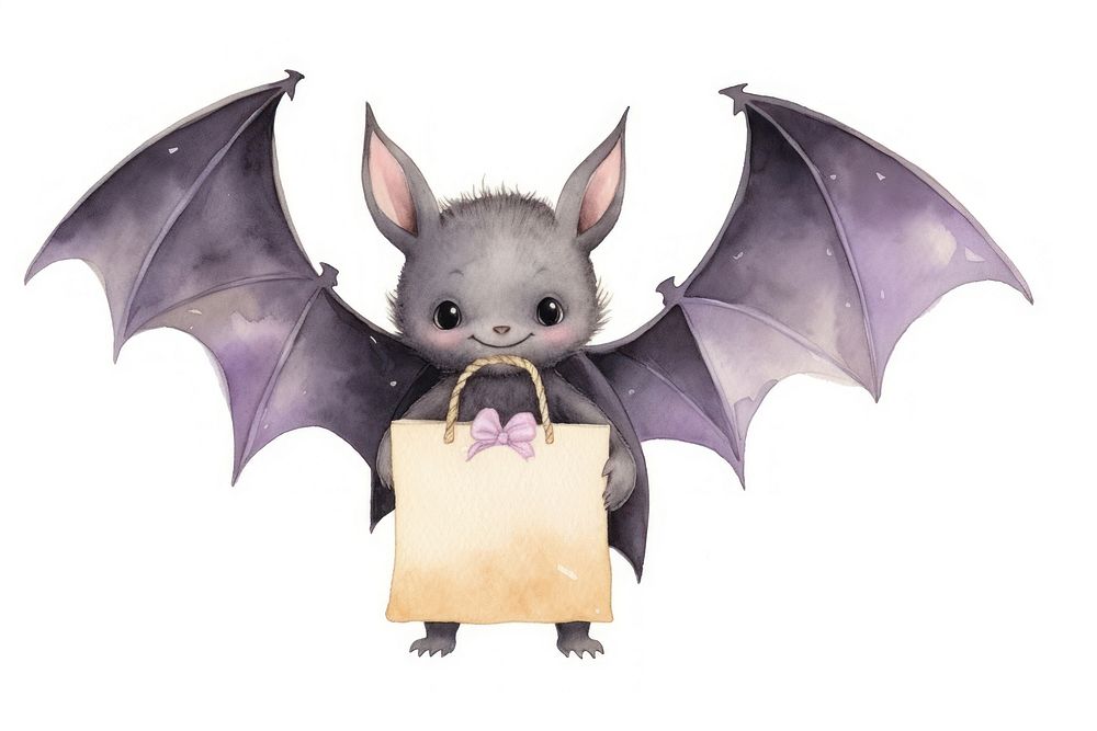 Bat holding shopping bag handbag animal mammal. AI generated Image by rawpixel.