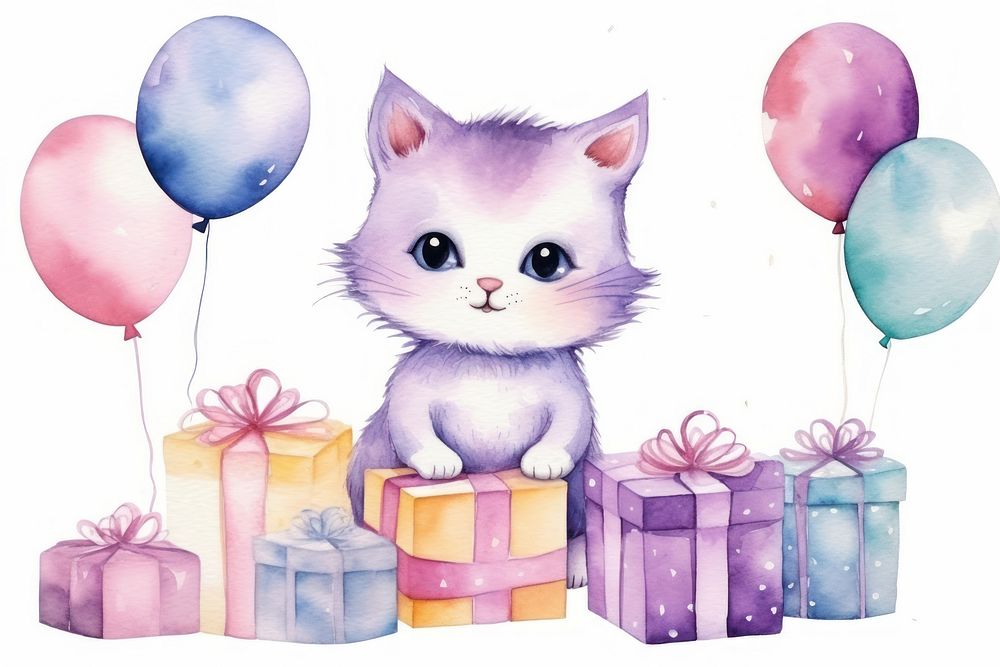 Cat shopping birthday balloon mammal. AI generated Image by rawpixel.