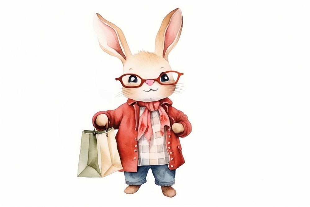 Rabbit holding shopping bag representation celebration accessories. AI generated Image by rawpixel.