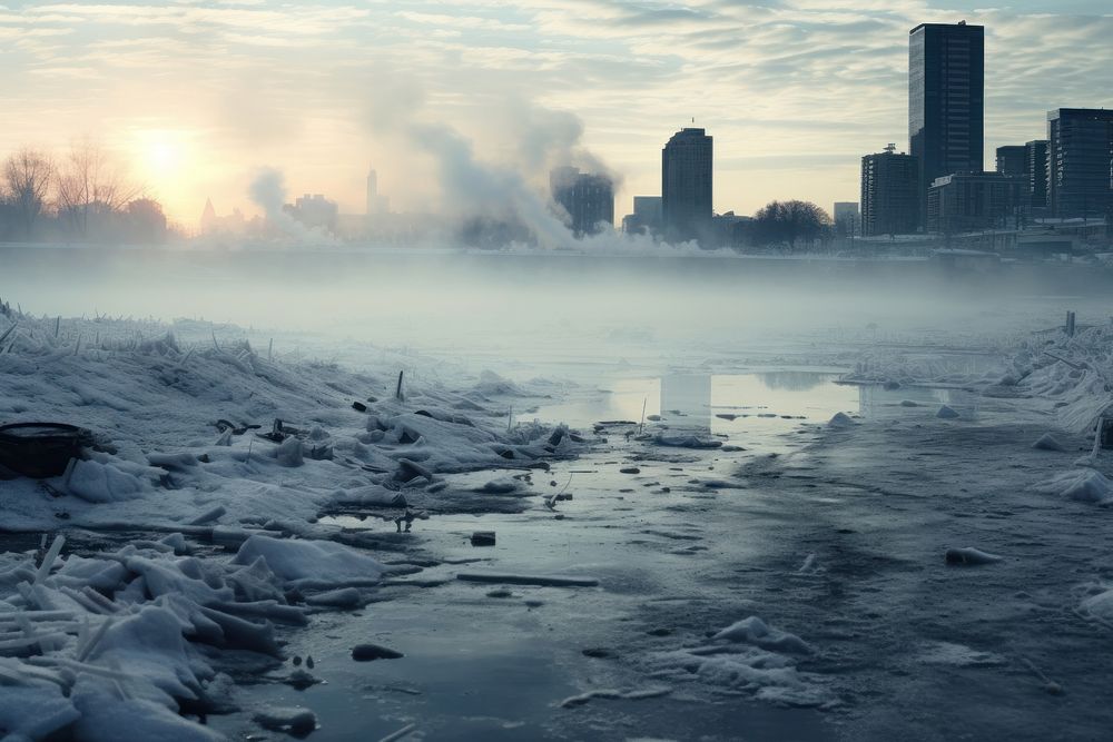 Frozen lake city architecture cityscape. AI generated Image by rawpixel.