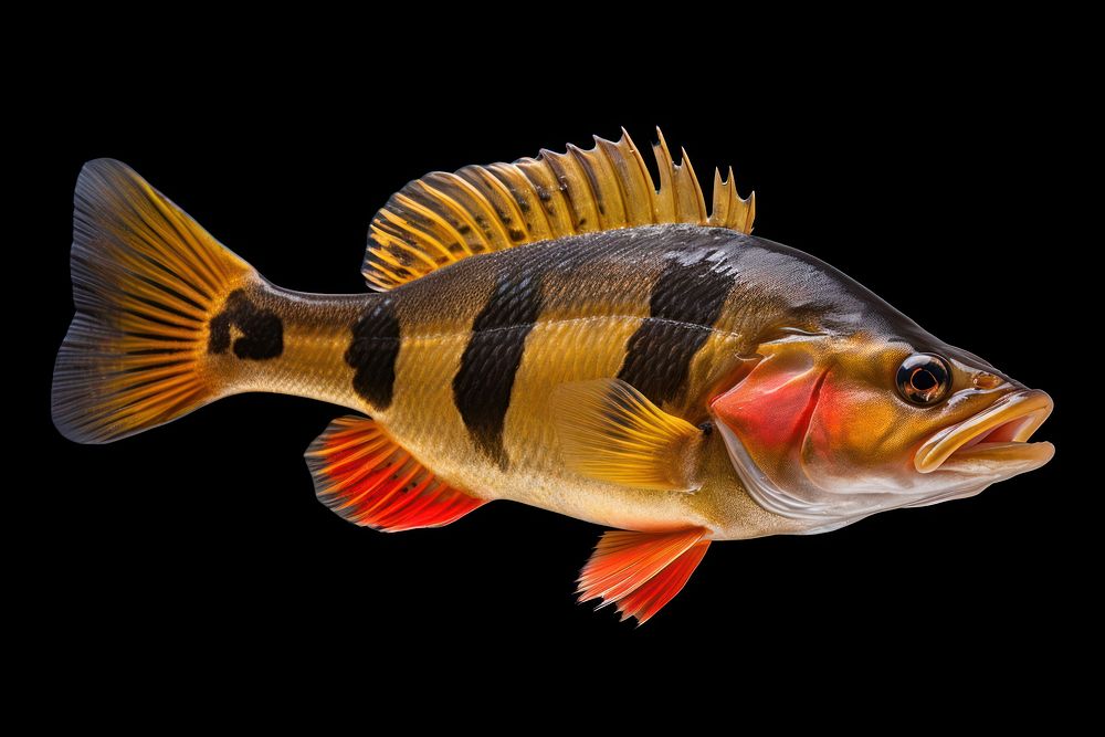 Peacock bass animal fish pomacentridae. AI generated Image by rawpixel.