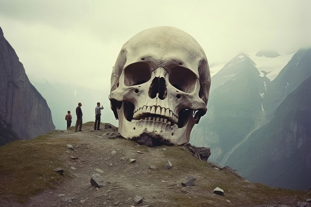 Giant skull mountain outdoors anthropology. AI generated Image by rawpixel.