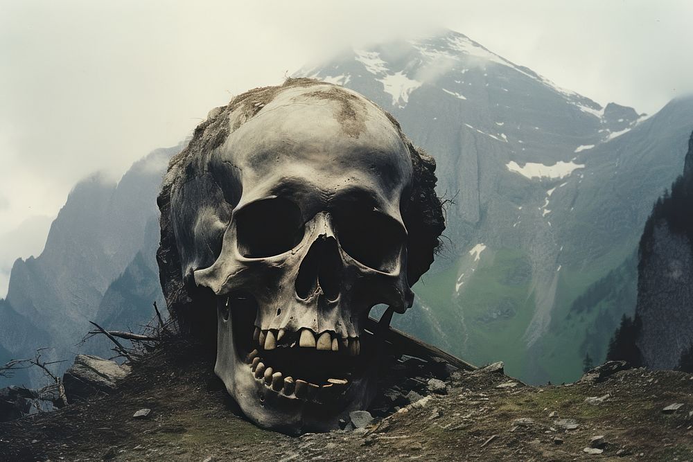 Giant skull mountain outdoors nature. AI generated Image by rawpixel.