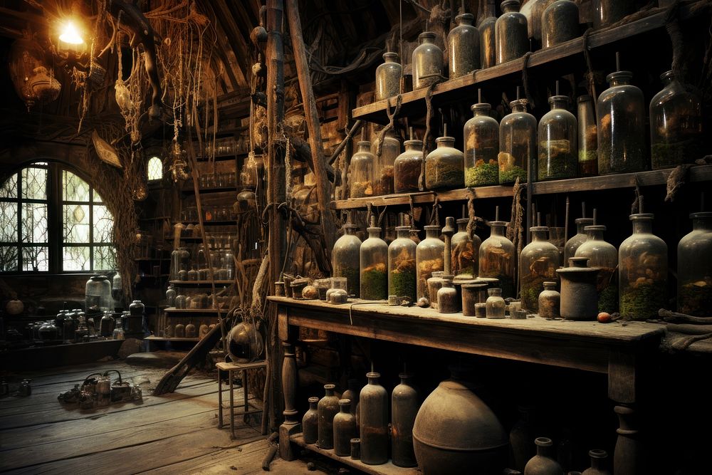 Potion racks architecture building manufacturing. AI generated Image by rawpixel.