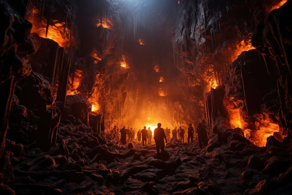Underworld fire outdoors volcano. 