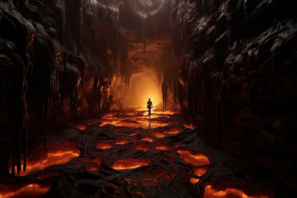 Underworld nature cave silhouette. AI generated Image by rawpixel.