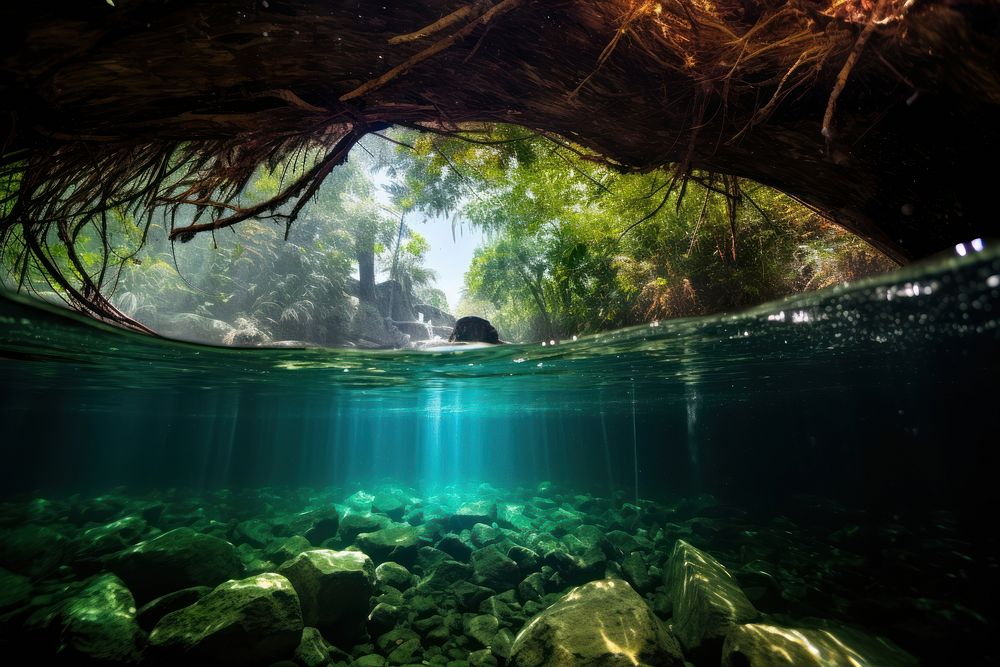 Jungle underwater outdoors swimming. AI generated Image by rawpixel.
