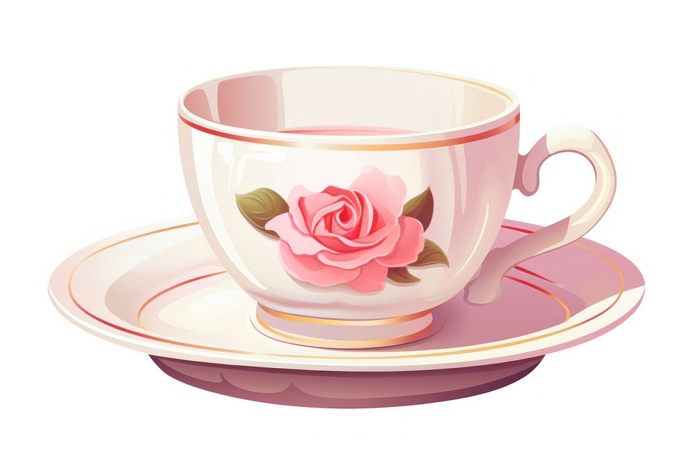 Cup saucer flower drink. AI generated Image by rawpixel.