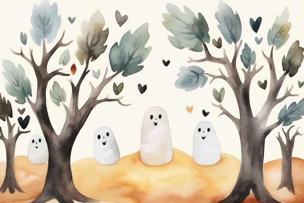Haunted forest outdoors cartoon drawing. AI generated Image by rawpixel.