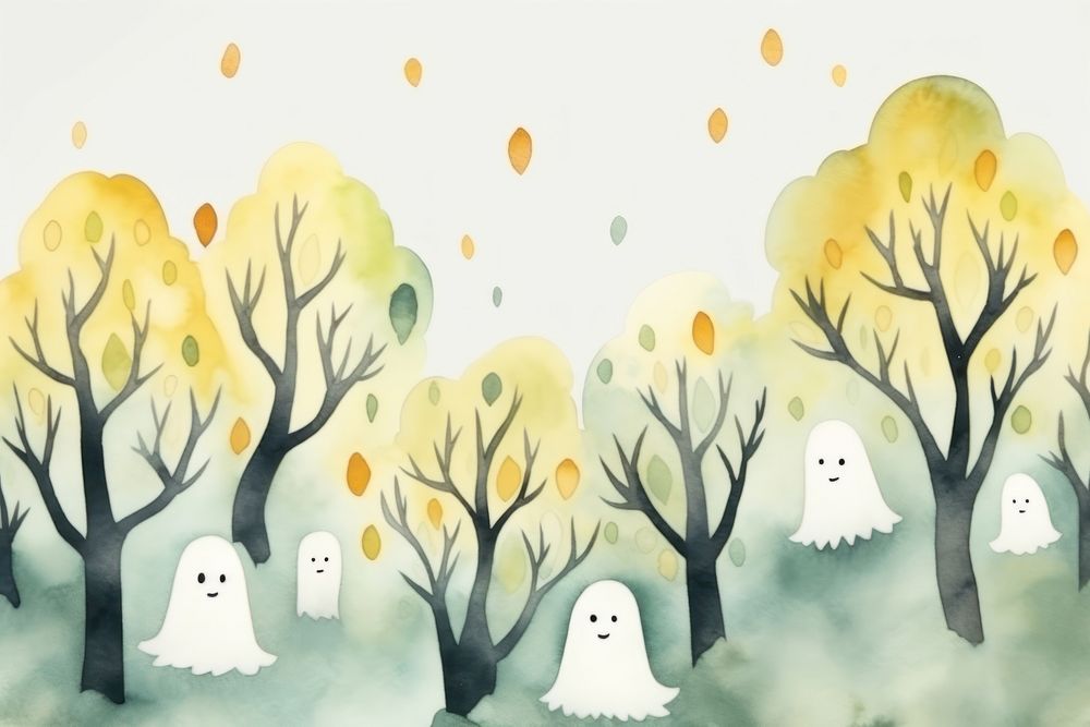 Haunted forest outdoors cartoon drawing. AI generated Image by rawpixel.