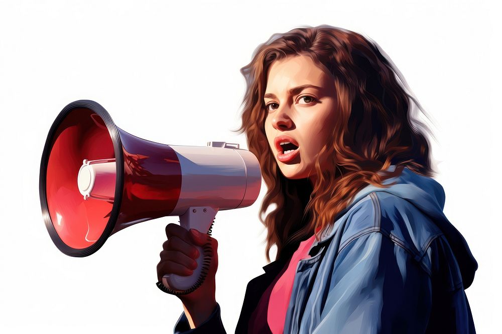 Megaphone shouting white background technology. AI generated Image by rawpixel.