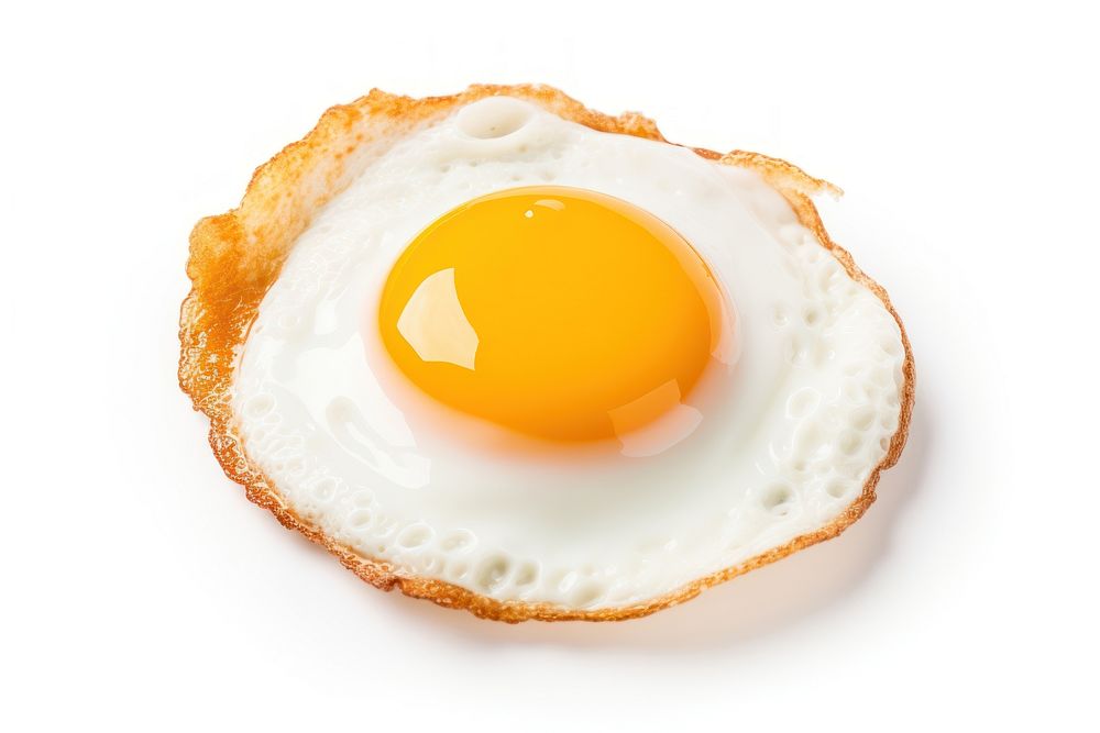 Fried egg fried food white background. AI generated Image by rawpixel.
