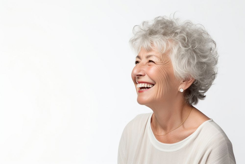 Senior woman laughing adult smile. AI generated Image by rawpixel.