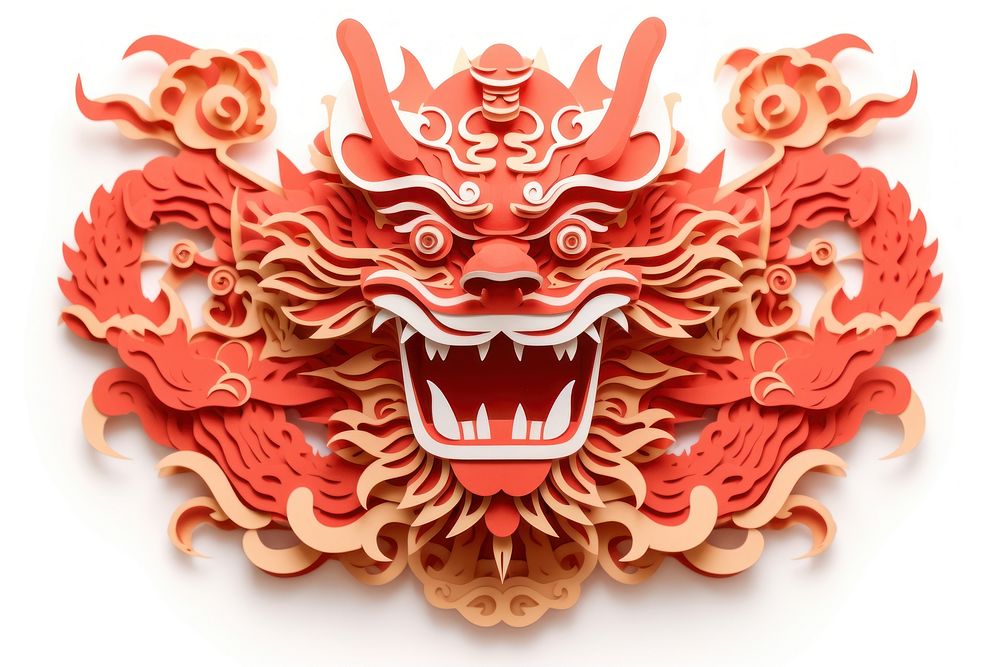 Chinese dragon year craft white background representation. AI generated Image by rawpixel.