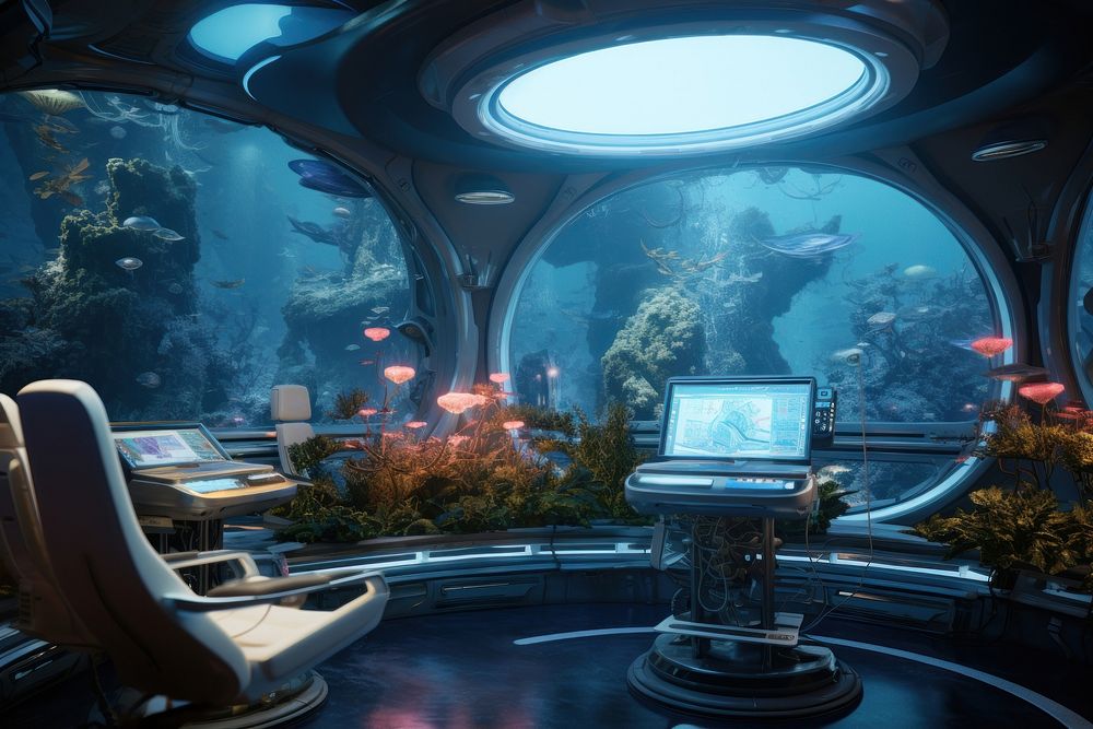 Fantasy scene aquarium nature sea. AI generated Image by rawpixel.